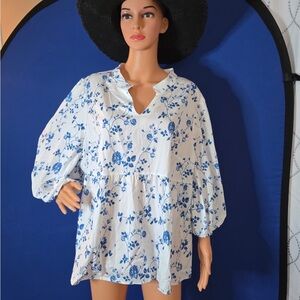 Floral Blue Women's Top